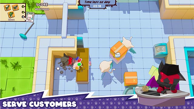 Cùng mèo con quản lý cửa hàng tiện lợi hỗn loạn trong party game Kitty Convenience