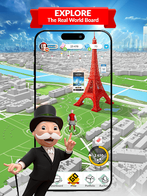 Chơi game cờ tỷ phú và khám phá thế giới thực trong game Monopoly World 