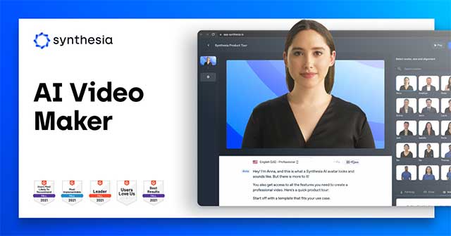 Synthesia là nền tảng tạo video chất lượng studio với hình đại diện AI