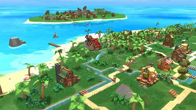 Xây dựng và tự động hóa một ngôi làng nhiệt đới trong Factory Town 2: Paradise