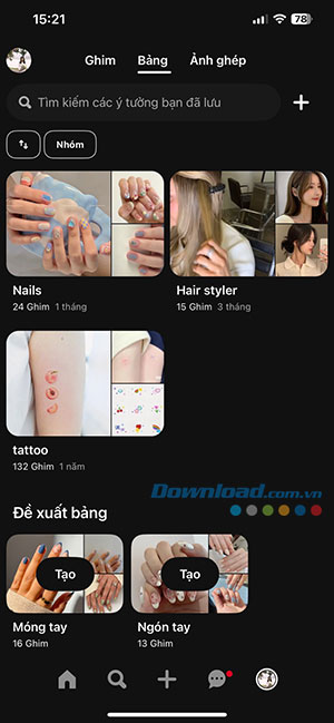 cach them pinterest widget vao man hinh chinh 2*512126