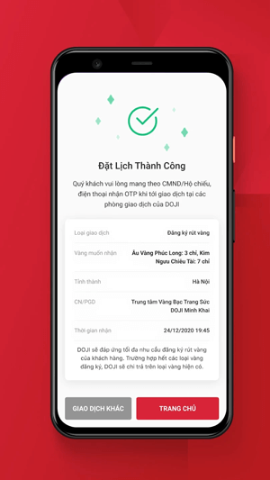Đặt lịch mua bán vàng trên eGold