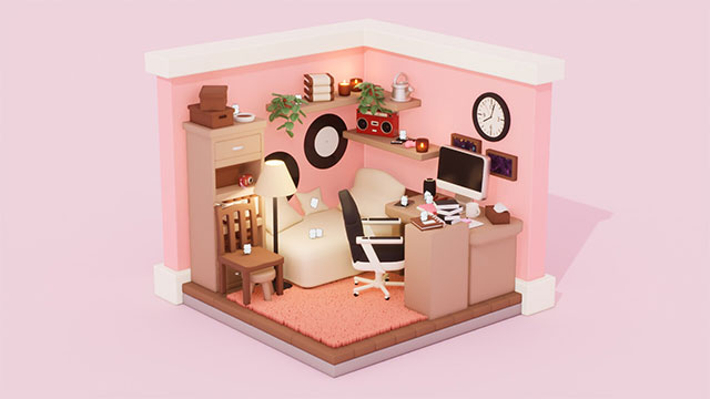 Thoải mái sắp xếp đồ đạc, xoay và tùy chỉnh để có không gian ảo ấm cúng của riêng mình