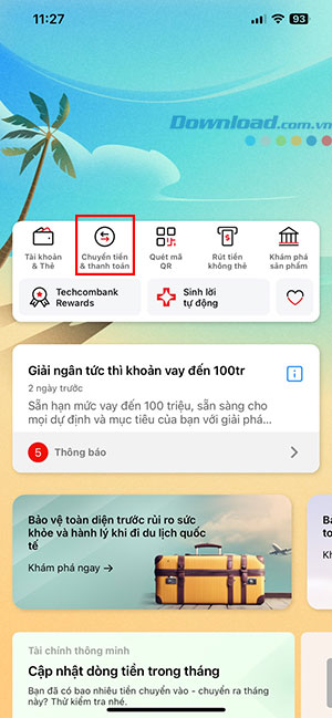 dat lich chuyen tien Techcombank Mobile 1*512239