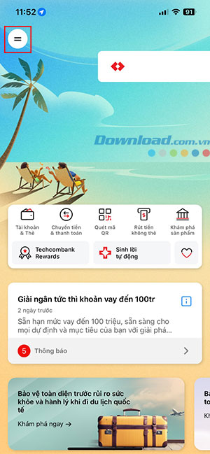 dat lich chuyen tien Techcombank Mobile 11*512254