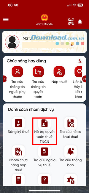 huong dan quyet toan thue tncn tren etax mobile 1*513499