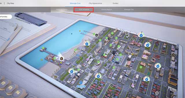 Khi mở bản đồ thành phố, chọn Edit Schedule ở trên cùng