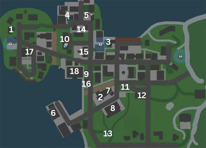 Vị trí các địa điểm trong Schedule 1 được đánh dấu trên bản đồ