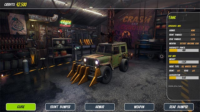 Nâng cấp xe đua mạnh mẽ với áo giáp, vũ khí, súng máy thế hệ mới