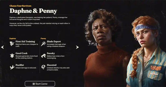 Daphne và Penny trong game Into the Dead Our Darkest Days