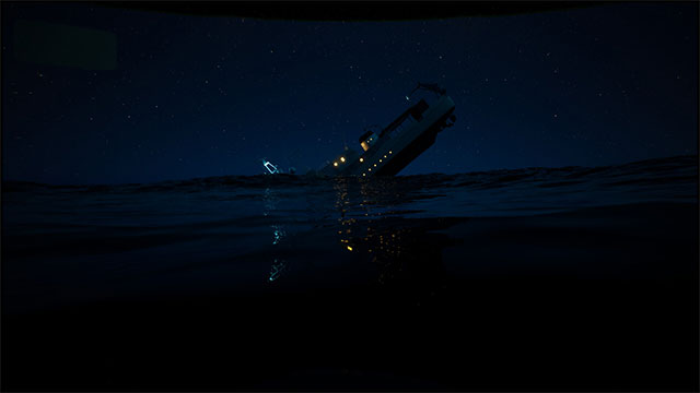 Bơi qua sóng lớn để tiếp cận tàu chìm và cứu những người sống sót