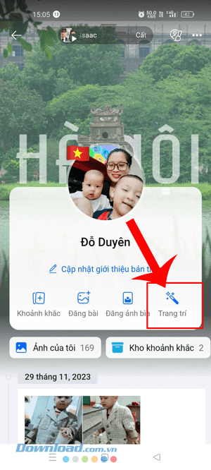 Chạm vào mục Trang trí