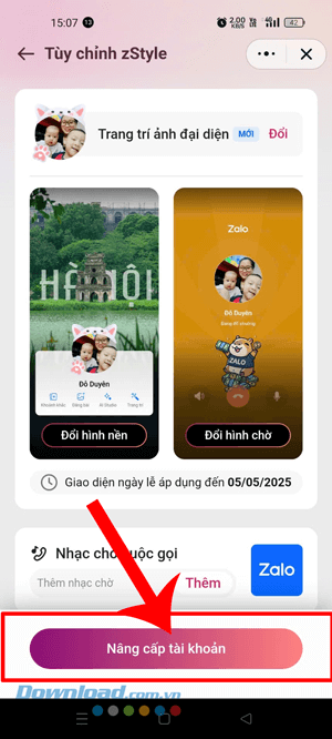 Nâng cấp tài khoản để sử dụng tính năng