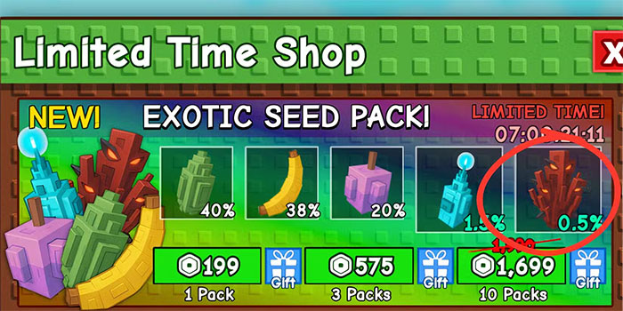 Mở Exotic Seed Pack để có cơ hội nhận hạt giống hiếm