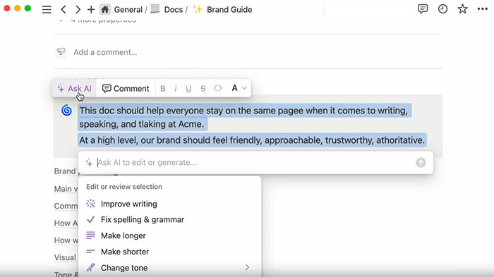 Dùng prompt để tạo nội dung trong Notion AI