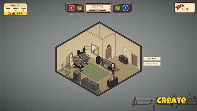 Music Producer Tycoon là game mô phỏng sản xuất âm nhạc từ thập niên 60 đến nay
