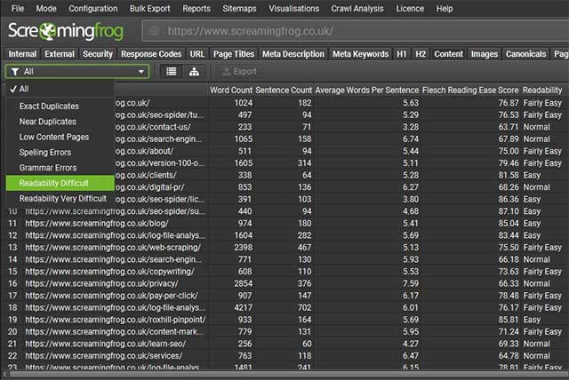 SEO Spider thu thập dữ liệu chính tại chỗ