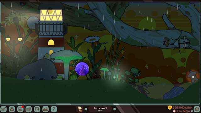 Bugtopia game có 5 khoảng thời gian và 4 điều kiện thời tiết