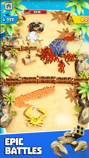 King of Crabs Invasion cho bạn tham gia vào những trận chiến hoành tráng trong thế giới cua