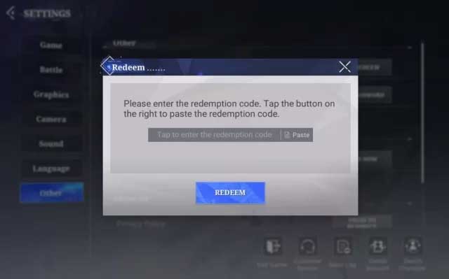Cách nhập code Crystal of Atlan khá đơn giản