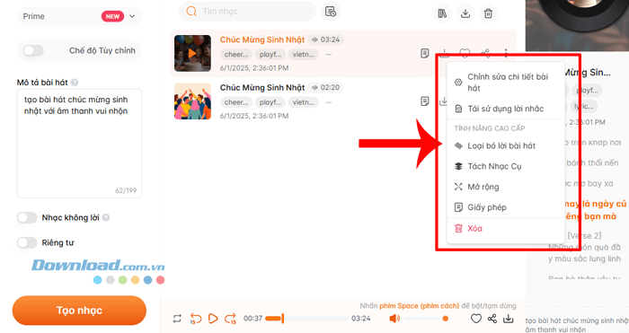 Sử dụng các tính năng khác