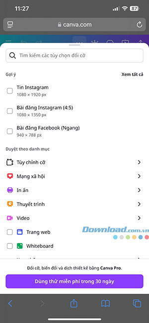 cach resize thiet ke trong Canva 3*521589