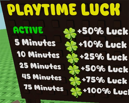 Bảng Playtime Luck trong Grow A Garden