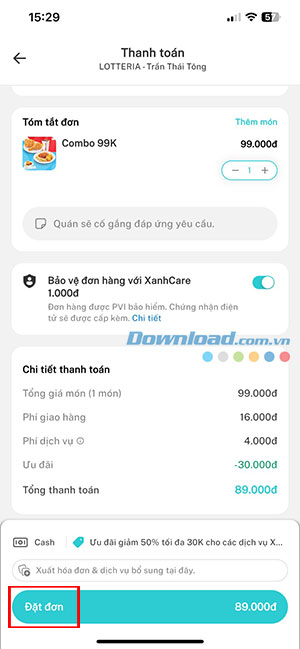 dat giao do an Xanh SM Ngon 10*523693