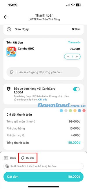 dat giao do an Xanh SM Ngon 7*523694