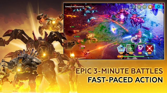 Mech vs Aliens: War Robots RPG cho bạn tham gia vào các trận đấu 3 phút đầy hành động nhịp độ nhanh 