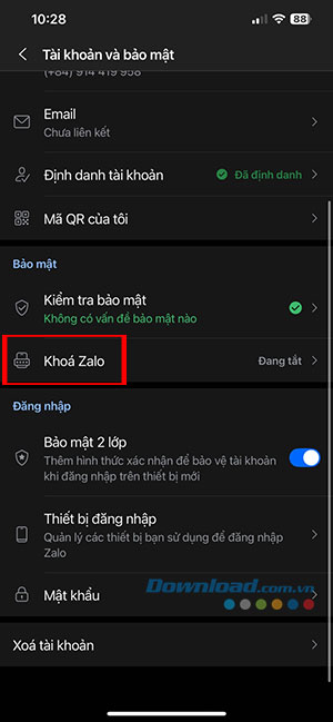Zalo loi biometric 5*524552