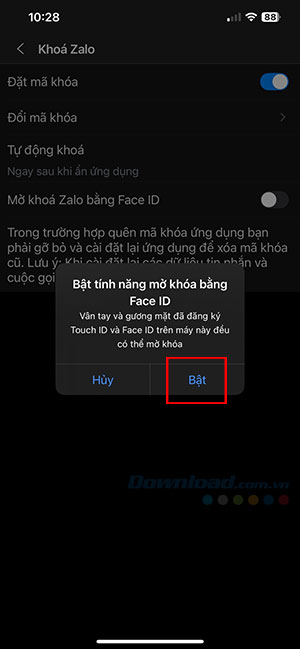 Zalo loi biometric 8*524550