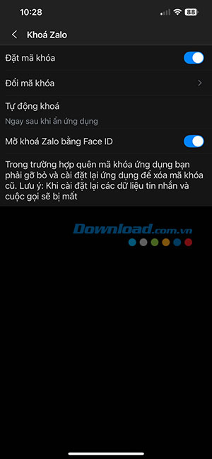 Zalo loi biometric 9*524547