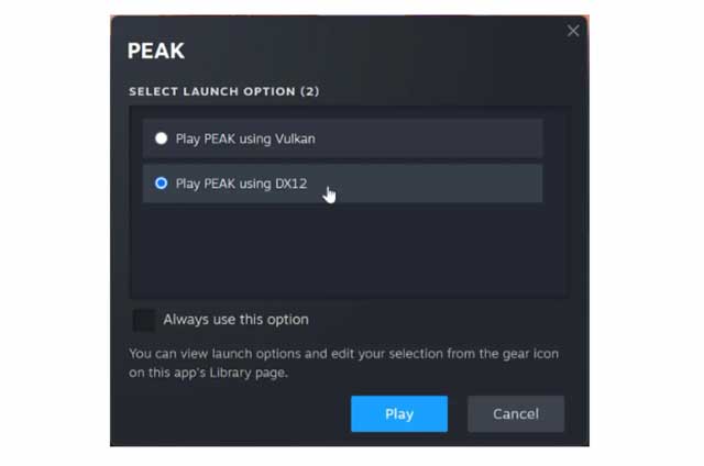 Đổi sang chế độ DirectX 12