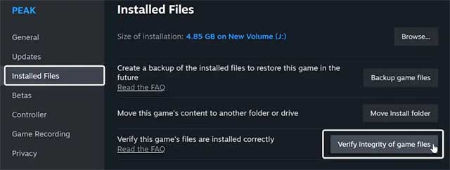 Xác minh lại file cài đặt game