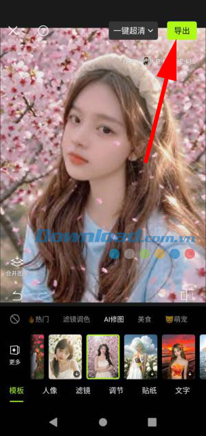 Chỉnh ảnh trong Xingtu bằng AI