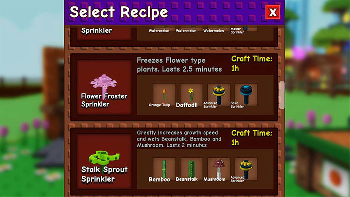 Một số máy tưới Sprinkler trong Grow A Garden