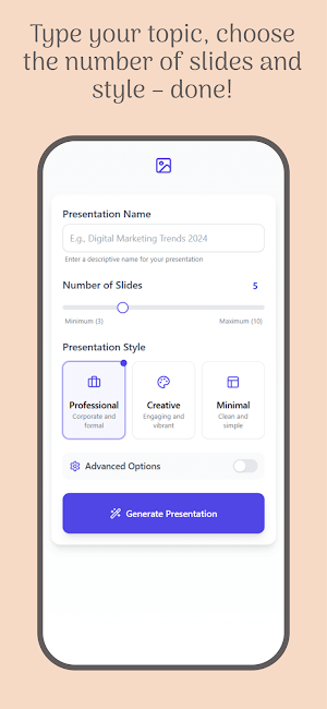 Chỉ cần chọn chủ đề, gõ số lượng slide bạn cần