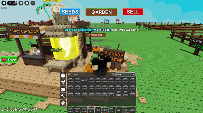 Người chơi cần nộp số lượng trái Prehistoric cho NPC Barry để nâng cấp DNA Machine