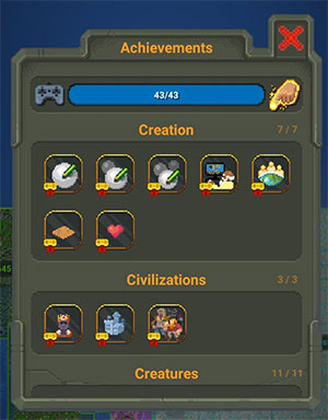 Một số thành tựu trong WorldBox - God Simulator