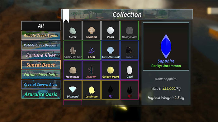 Một số loại quặng trong Prospecting Roblox