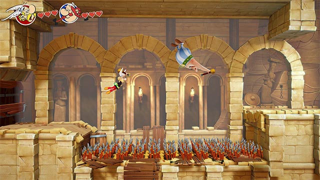 Kết hợp ăn ý giữa Asterix và Obelix để đánh bại binh đoàn La Mã