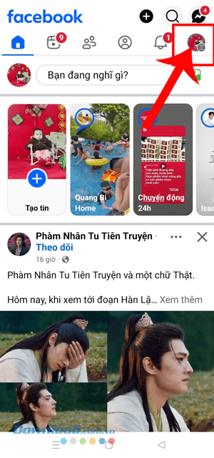 Chạm vào biểu tượng ba dấu gạch ngang