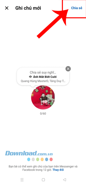 Ấn vào nút Chia sẻ