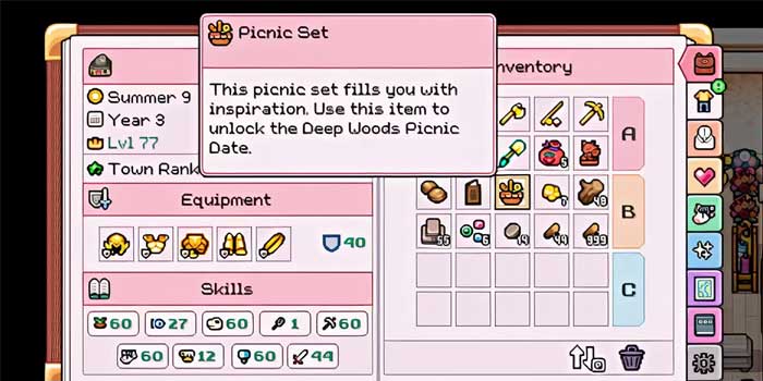 Buổi hẹn hò Picnic trong Fields of Mistria