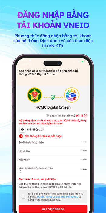 Đăng nhập Công dân số TPHCM