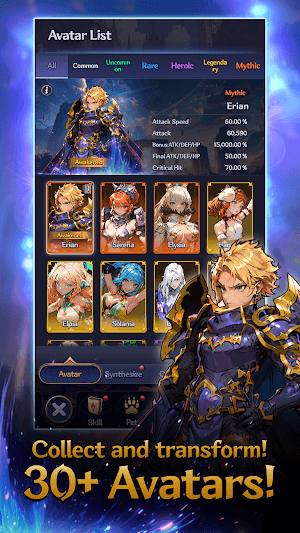 Legend of Avatar cho bạn thu thập và biến đổi hơn 30 nhân vật độc đáo