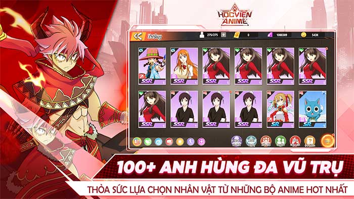 Học Viện Anime Legend quy tụ hơn 100 anh hùng từ nhiều anime nổi tiếng.