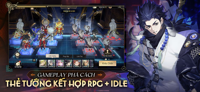 Gameplay thẻ tướng kết hợp RPG idle