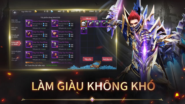Các game thủ có thể trao đổi vật phẩm, trang bị qua tính năng Sạp Đấu Giá